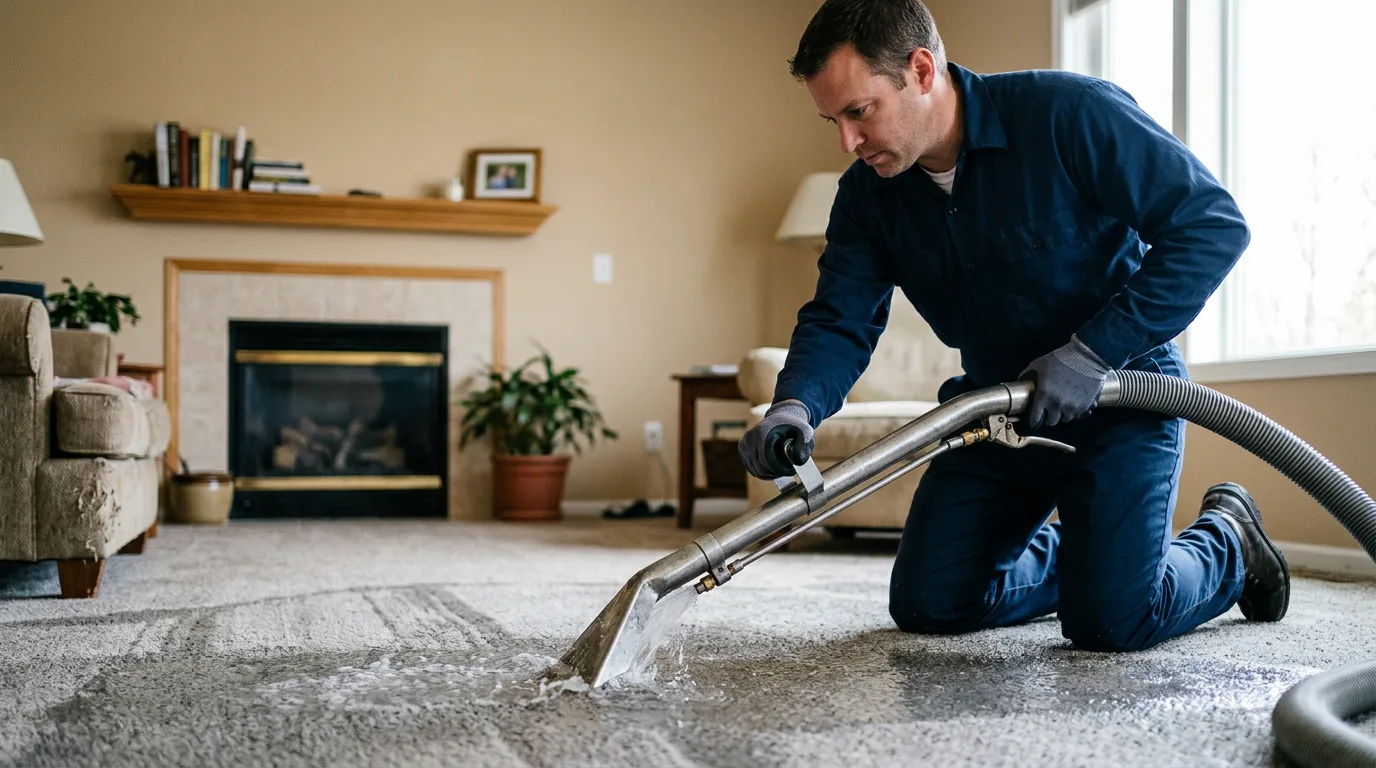 Water damage restoration technician working near Proctor, OK